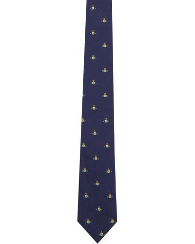 Vivienne Westwood Cravate bleu marine à orbes - Noir
