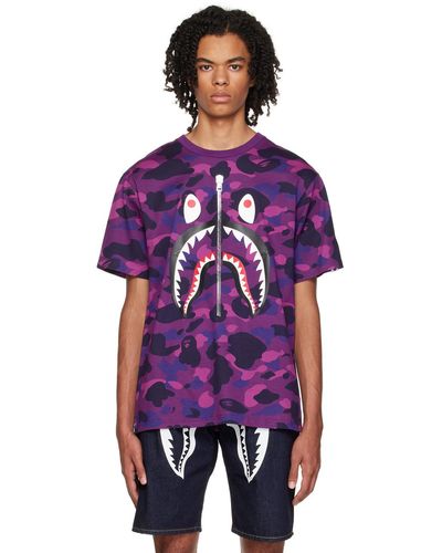 A Bathing Ape Camo Shark T-shirt - Purple