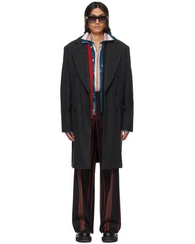 Vivienne Westwood グレー リサイクルウール コート - ブラック