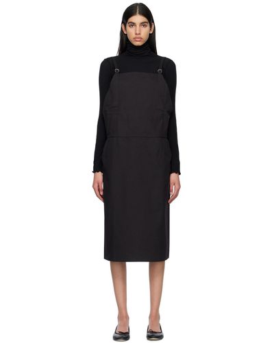 Baserange Long Strap Overall Midi Dress - Black