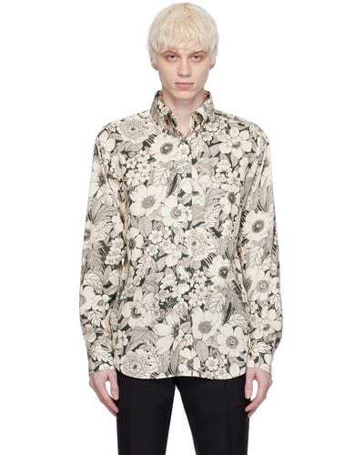 Tom Ford Off-white Linear Floral Shirt - Multicolor