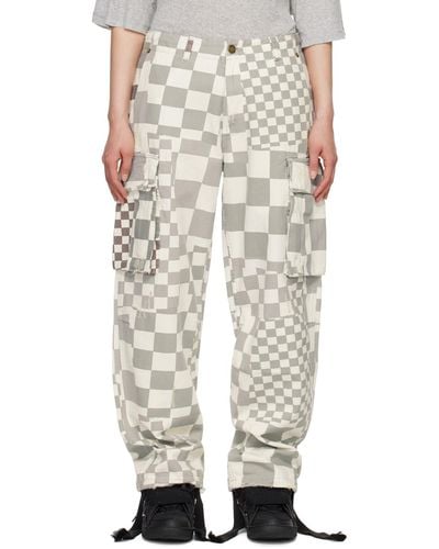 ERL Check Cargo Pants - White