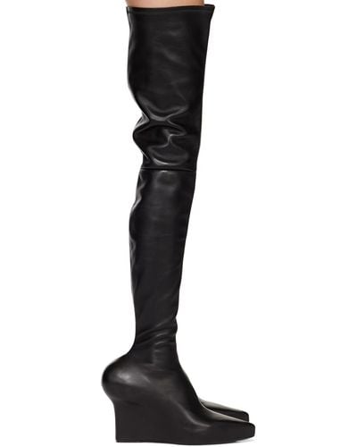 Givenchy Leather Over The Knee Heel Boots - Black