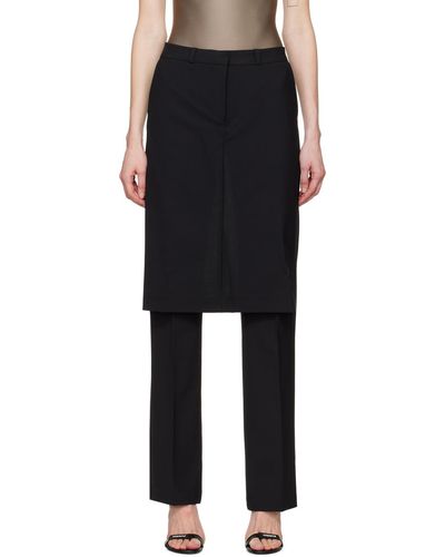 Coperni Pantalon noir à empiècement superposé de style jupe
