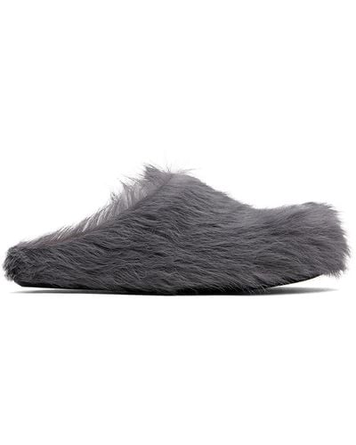 Marni Grey Fussbett Sabot Loafers - Black