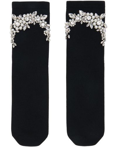 Simone Rocha Black Cluster Flower Beaded Socks