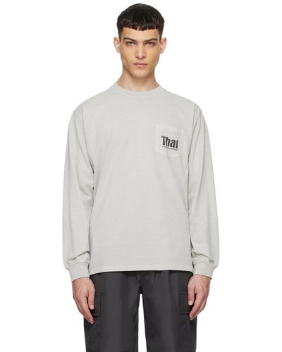 thisisneverthat T-shirt à manches longues gris à poche à texte et logo - Noir