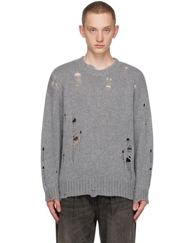 R13 Gray Distressed Sweater