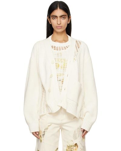 Feng Chen Wang Off- Panelled Cardigan - White