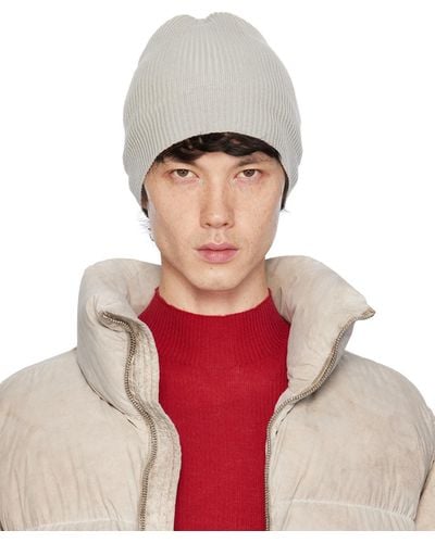 Rick Owens Off-white Ribbed Beanie - Red