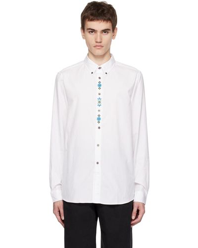 PS by Paul Smith Chemise blanche à images brodées