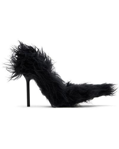 Balenciaga Escarpins noirs en fourrure synthétique à talon flex