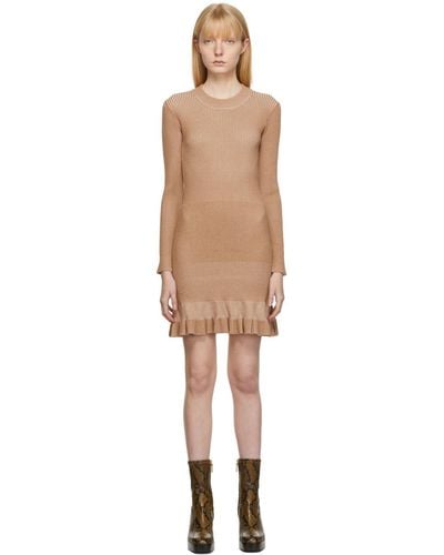 See By Chloé Knit Ruffle Short Dress - Brown