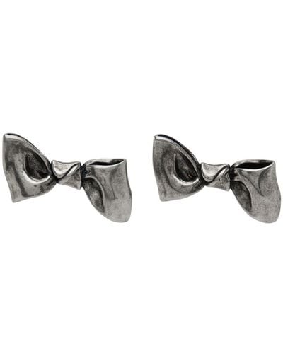 Acne Studios Silver Karen Kilimnik Edition Bow Earrings - Black