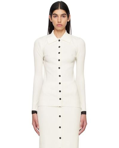 Proenza Schouler Off-white White Label Pointed Collar Cardigan - Natural