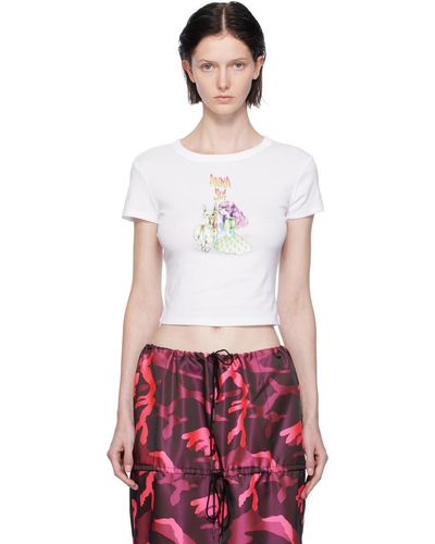 Anna Sui ホワイト グラフィック Tシャツ - レッド