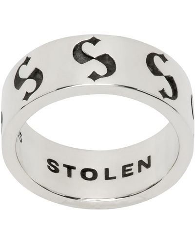 Stolen Girlfriends Club Narrow S-logo Imprint Ring - Metallic