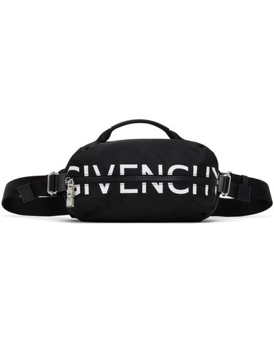 Givenchy Pochette noire en nylon à glissière à logos 4g