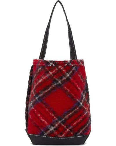 Tao Comme Des Garçons Cabas rouge et noir à motif tartan