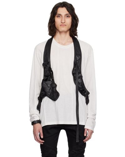 Julius Bellows Pocket Leather Vest - Black