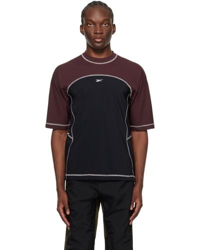 Reebok Burgundy & Black Ribbed Training T-shirt