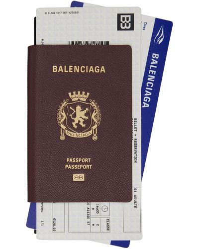 Balenciaga Burgundy Passport Long 2 Tickets Wallet - Brown