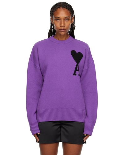Ami Paris Purple Ami De Cœur Sweater