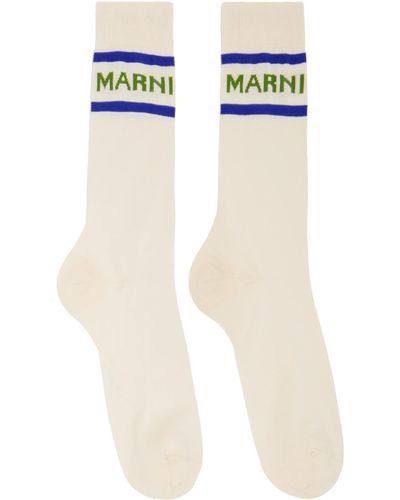 Marni Off-white Jacquard Socks - Blue