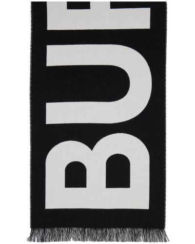 Burberry ウール ロゴ マフラー - ブラック