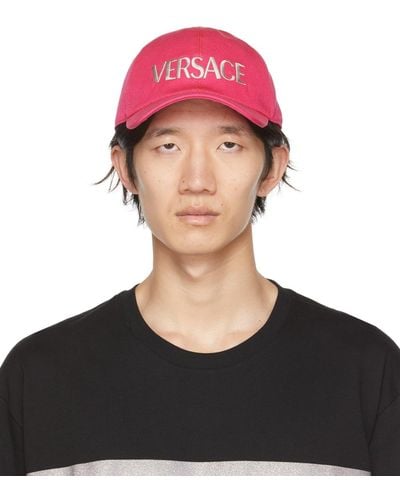 Versace Pink & Silver Embroidered Logo Cap - Multicolour
