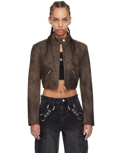 MISBHV Cropped Faux-leather Jacket - Black