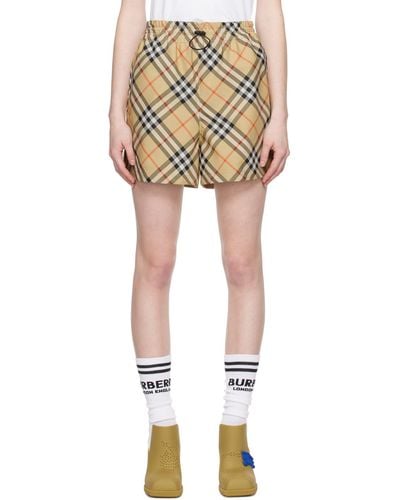 Burberry Tan Check Shorts - Multicolour