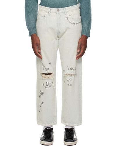 Golden Goose Blue Distressed Jeans - White