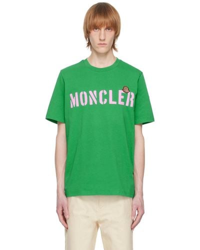Moncler T-shirt vert à logo imprimé