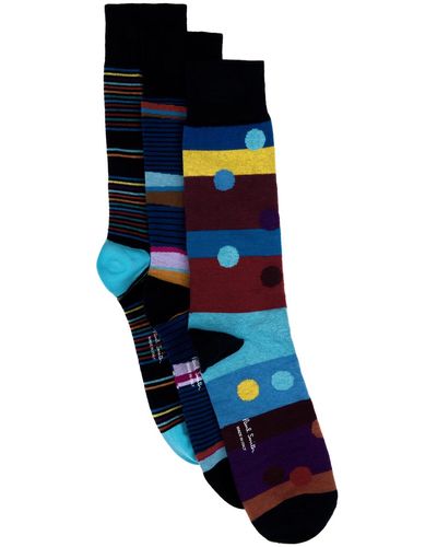 Paul Smith Ensemble de trois paires de chaussettes bleues