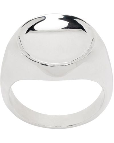 Bottega Veneta Silver Signet Ring - White