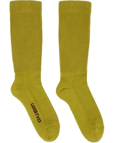 Rick Owens Yellow Logo Socks - Green