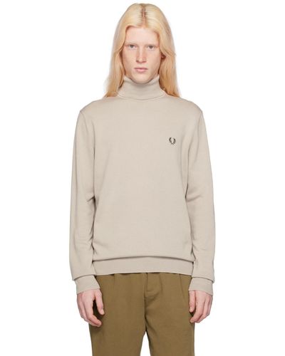 Fred Perry Taupe Embroidered Turtleneck - Multicolor