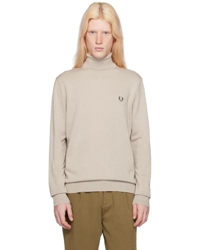 Fred Perry F perry col roulé taupe à logo brodé - Multicolore