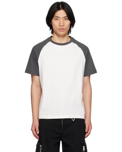 C2H4 T-shirt gris et blanc à manches raglan - Noir
