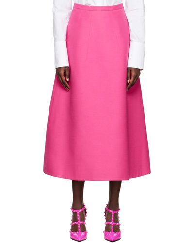 Valentino Crepe Couture Midi Skirt - Pink