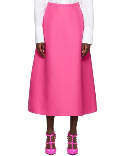 Valentino Jupe midi rose en étoffe crepe couture