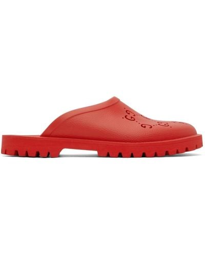 Gucci Red Rubber gg Slip-on Loafers
