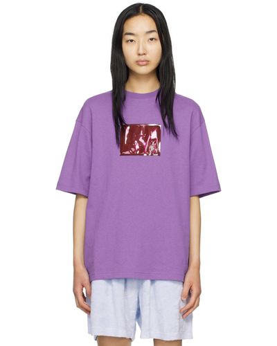 Acne Studios T-shirt mauve à écusson à logo gonflable - Violet