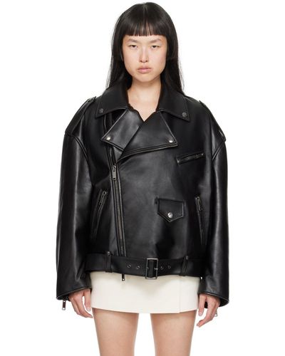 Valentino Black Belted Leather Jacket