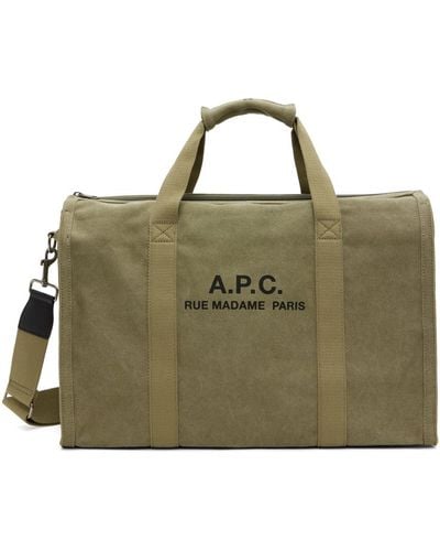 A.P.C. . Khaki Recuperation Gym Bag - Green