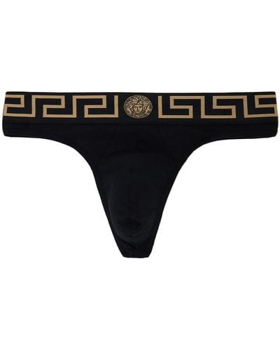 Versace Greca Border Thong - Black