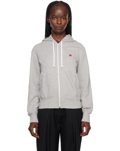 COMME DES GARÇONS PLAY Comme Des Garçons Play Grey Heart Patch Hoodie - Black