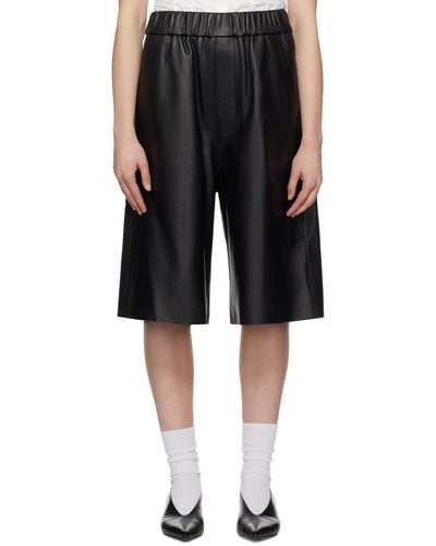Ami Paris Black Bermuda Leather Shorts