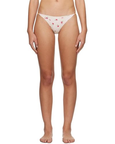 Ganni Off-white Floral Bikini Bottom - Multicolour